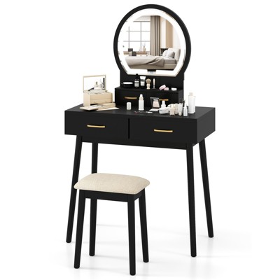thumbnail image 2 of Costway Vanity Desk With Mirror & Lights Makeup Table With Power Outlets & 7 Drawers 2 of 14