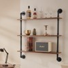 VEVOR Industrial Pipe Shelf, 3 Tier 32x7.87in, Wall-Mount Floating Rustic Wood Shelves Bracket Display Bookshelf,Storage Rack Sundries Holder, Black - 2 of 4
