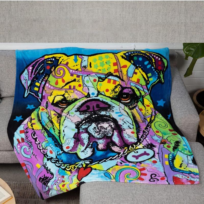 Dawhud Direct 50" x 60" Colorful Dean Russo Bulldog Fleece Throw Blanket for Women, Men and Kids, 4 of 7