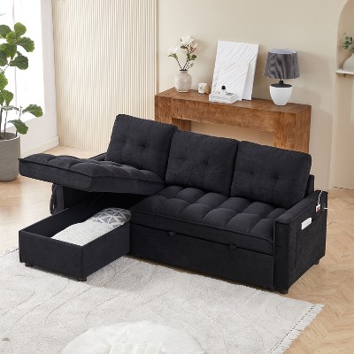 NicBex Couches for Living Room Pull-out L-Shaped Sectional Sofa Bed Comfy Reclining Sofa with charging ports and Storage