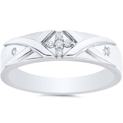 Pompeii3 Mens Diamond Cross Ring 14K White Gold