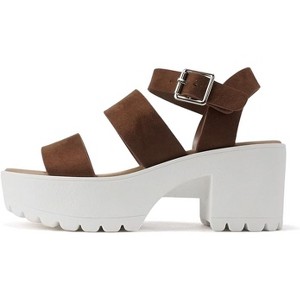 Soda ACCOUNT Women's Open Toe Block Heel Platform Sandals with Adjustable Ankle Strap - 1 of 4