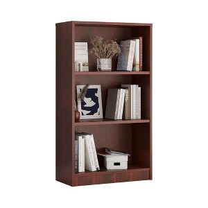 Infurnic Decorative Bookshelf, Tall Modern Wood Bookshelf with Three Shelves, for Living Room or Library Bookcase, Brown, 11.6"*24.4"*44.1" - 1 of 4