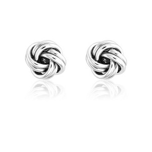 Bella Silver Sterling Silver Love Knot Earrings - Silver - 1 of 2