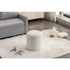 Sapphtopaz Velvet Upholstered Ottoman Bench, Footstool with Soft Cushion and Wood Frame, Round Ottoman, Entryway Padded Footstool, Footrest Stool - 3 of 4