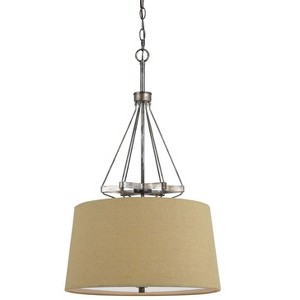 Cal Lighting 60W X 3 Cresco Pendant W/Burlap Sh (Edison Bulbs Not Included) - Textured Steel - 1 of 1