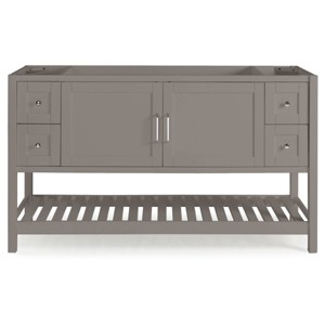Alaterre Furniture 60" Bennet Vanity Cabinet Gray: Wood Composite, Freestanding Base, 34" Height - 1 of 4