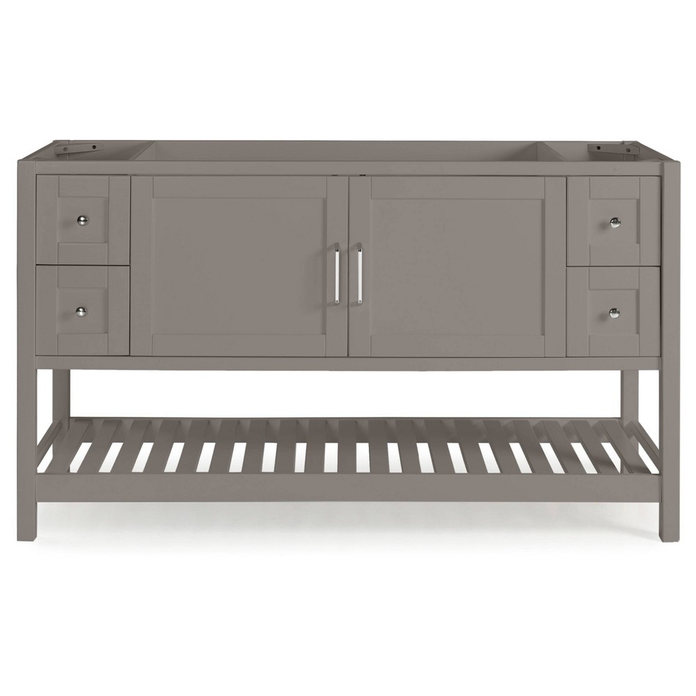 Alaterre Furniture 60" Bennet Vanity Cabinet Gray: Wood Composite, Freestanding Base, 34" Height