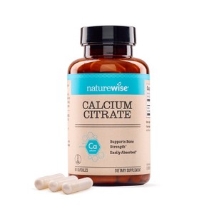 NatureWise Calcium Citrate 500mg Capsules - Supplement for Bone Health - Easy to Digest & Absorb - Vegan, Non-GMO & Gluten-Free - 1 of 4