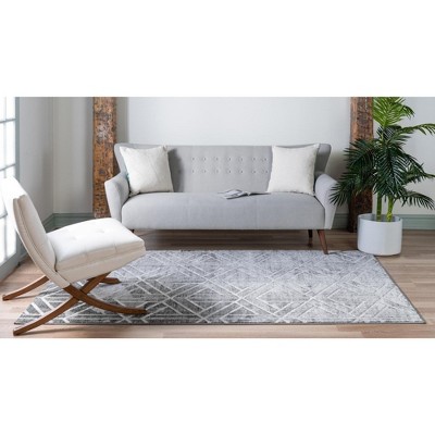 Modern Lattice Trellis 8x10 Gray Indoor Area Rug