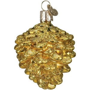 Old World Christmas Glass Blown Ornament, Small Gold Pine Cone - 1 of 1