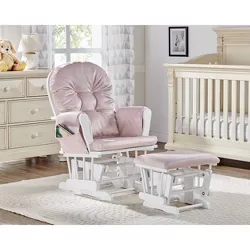 Suite Bebe Mason Glider and Ottoman - White Wood and Pink Fabric