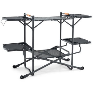 VisioGear Portable Outdoor Barbecue Table with 4 Fold-Out Side Tables, Outdoor Griddles Lower Storage Rack, Black, 53"*21.5"*34.5" - 1 of 4