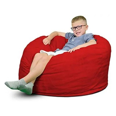 Ultimate Sack 3ft Bean Bag Chair, Oversized Comfortable Indoor Floor Lounger, Giant Foam-Filled Furniture for Relaxing, Red Suede