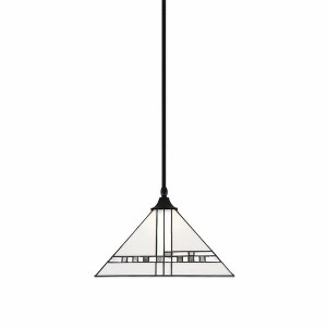 Toltec Lighting Any 1 - Light Pendant in  Matte Black with 14" New Deco Art Glass Shade - 1 of 1