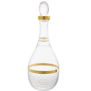 Classic Touch Glass Decanter with Gold and Crystal Detail - 1 of 3