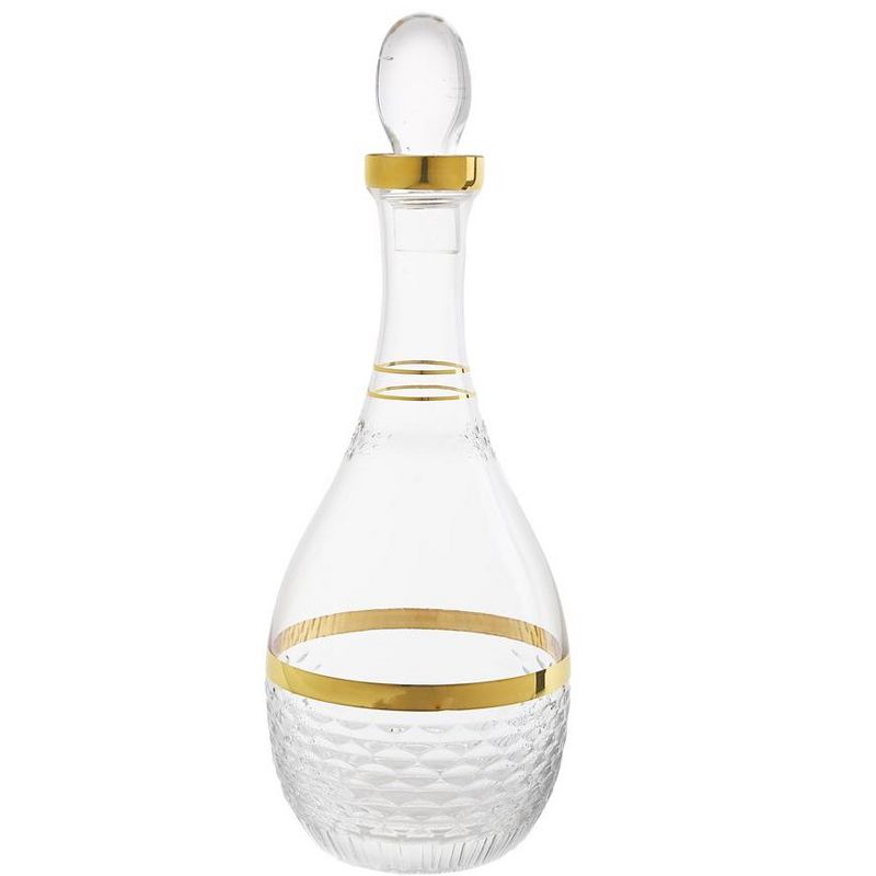 Classic Touch Glass Decanter with Gold and Crystal Detail, 1 of 4