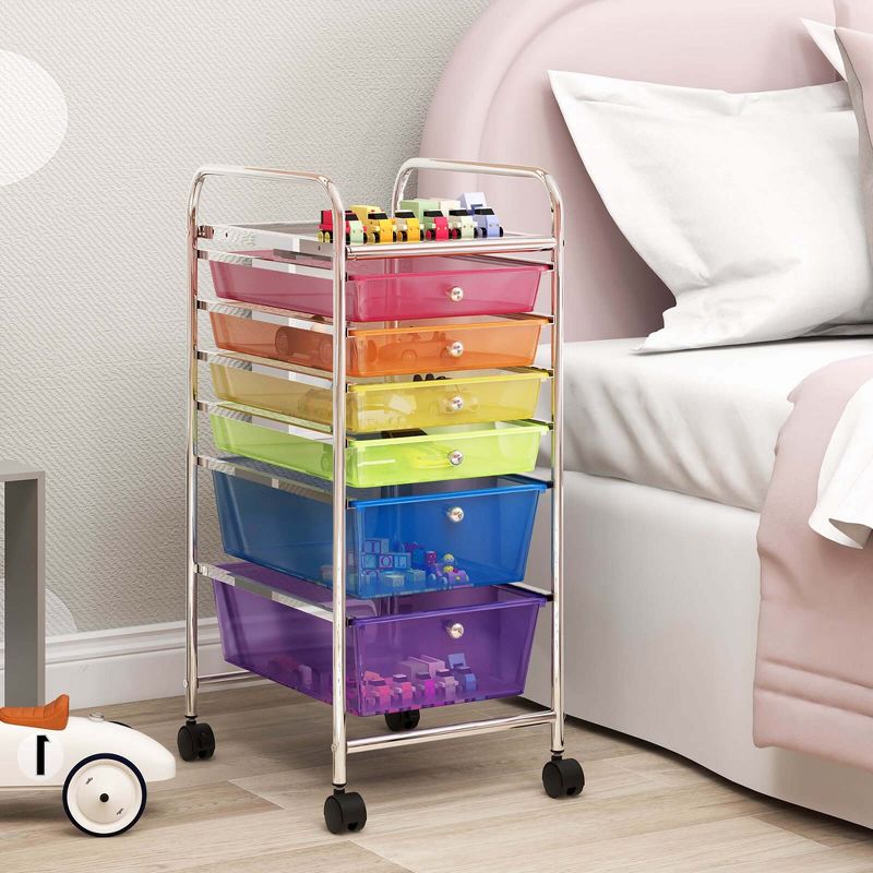 Costway 6 Drawer Rolling Storage Cart Scrapbook Paper Office Organizer  Yellow/Black/Clear/MultiColor/Colorful/Macaron/Mixed Pink/Mixed Black, 3 of 11