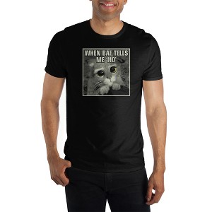 Dreamrks Animated Shrek Puss In Boots Meme Black Shirt - 1 of 2