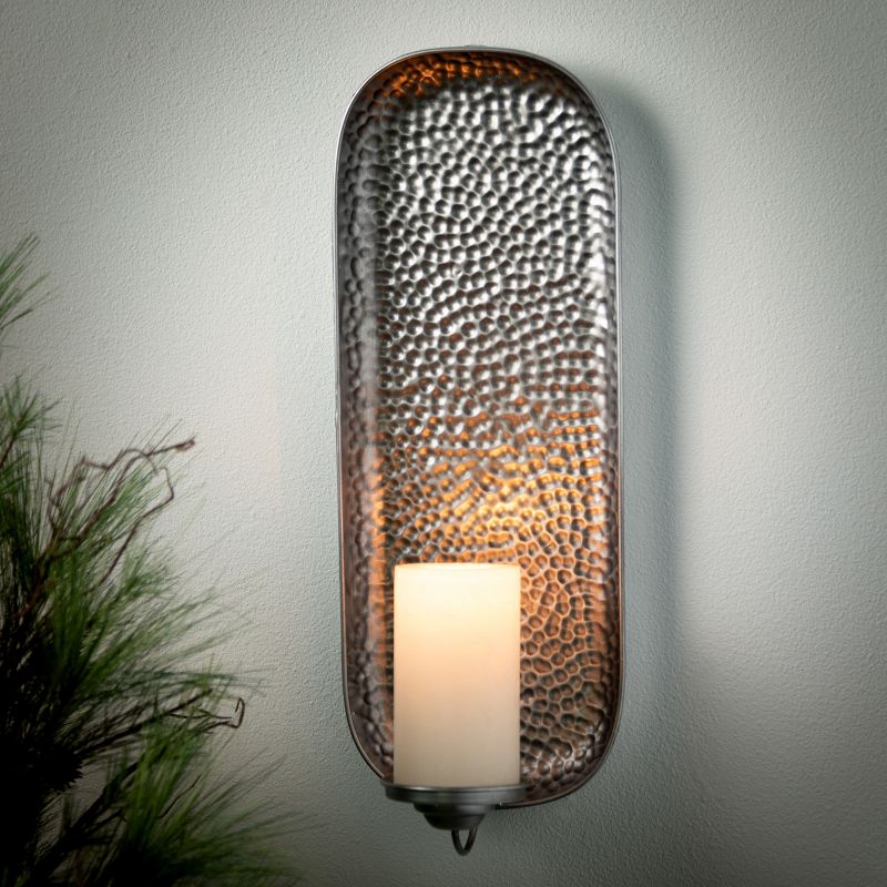 20.25"H Sullivans Embossed Silver Wall Sconce, 3 of 4