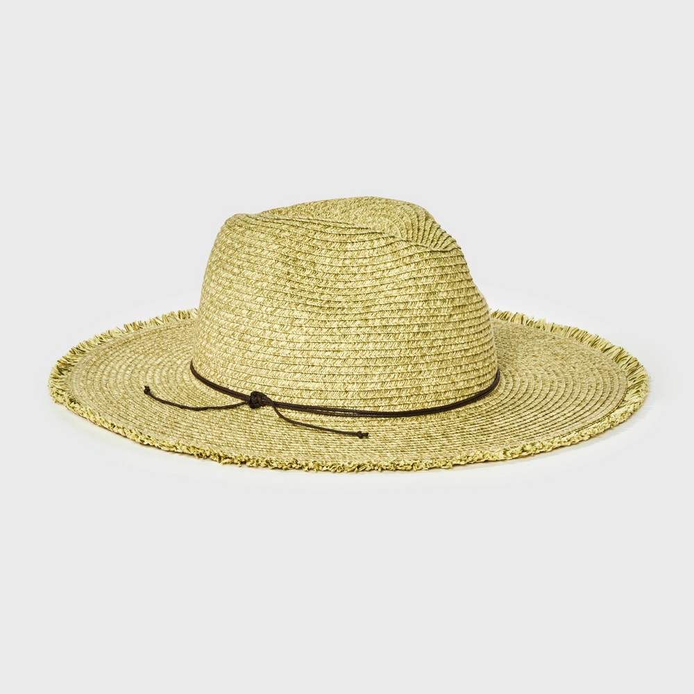 Straw Frayed Edge Fedora Hat - Universal Thread™ Tan S/M