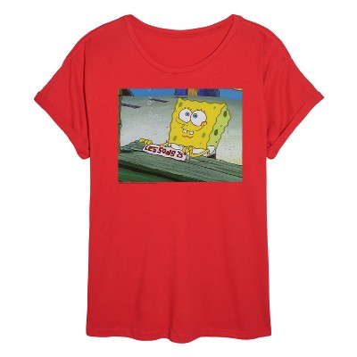 Women's - Spongebob Squarepants - Bubble Blowing Lessons 25 Cents Oversized Graphic T-Shirt