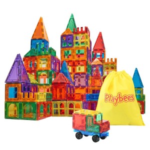 Playbees Magnetic Building Tiles for Kids - 100 Piece Set - 1 of 4