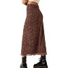 Floral Mesh Boho Midi Skirt - Women's High Waist A-Line Skirt with Lettuce Trim A Brown - 2 of 4
