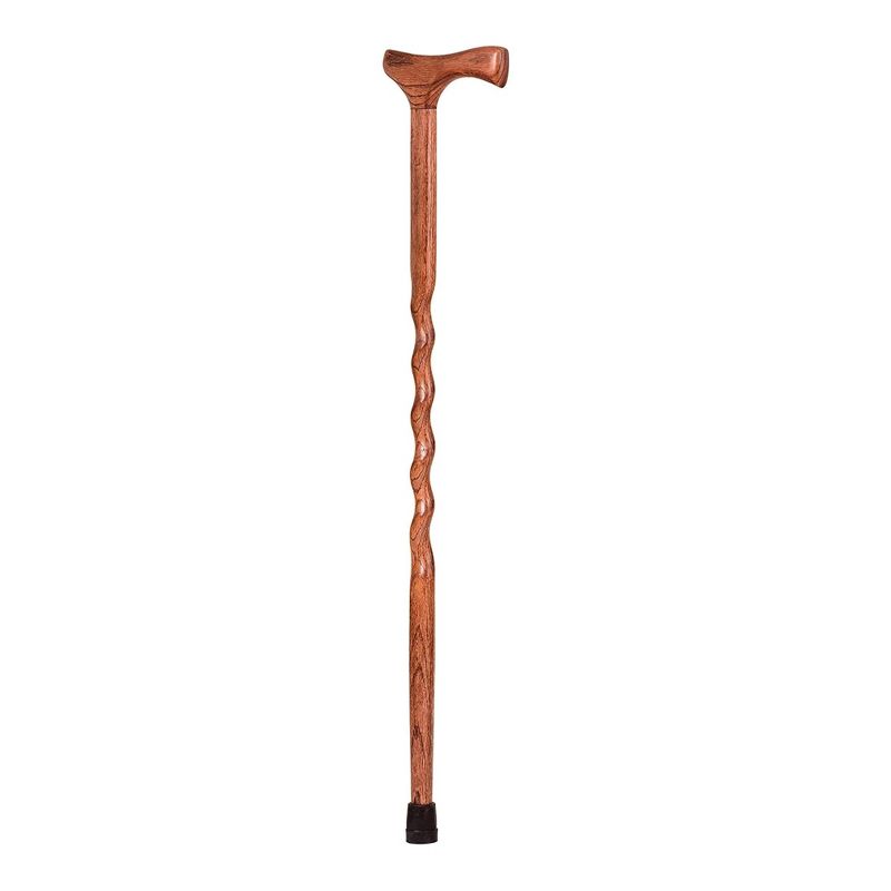 Brazos Twisted American Hardwood Wood T-Handle Cane 34 Inch Height, 2 of 9