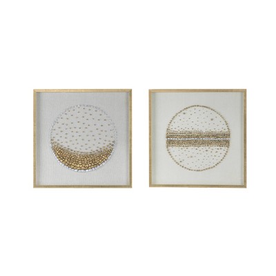 Set of 2 Carina Shadow Box Wall Decors Gold/Silver - A&B Home: Transitional Style, MDF, Abstract Art, Includes Mounting Hardware
