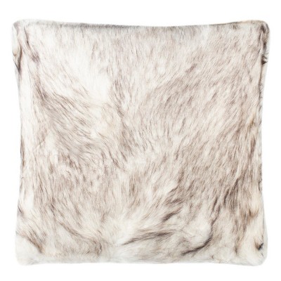 Taupe Faux Fur Feather Fill Square Throw Pillow