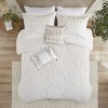 Sapphtopaz Comforter Set Tufted Chenille Medallions Embroidery Classic Solid Color Cotton Quilt Set 3 Piece 1 Quilt, 2 Pillow Shams - 3 of 4