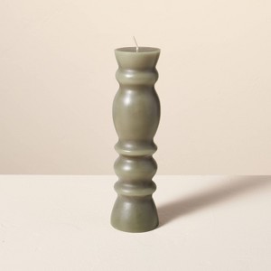 Spindle Sculpted Candle Green - Hearth & Hand™ with Magnolia - 1 of 4