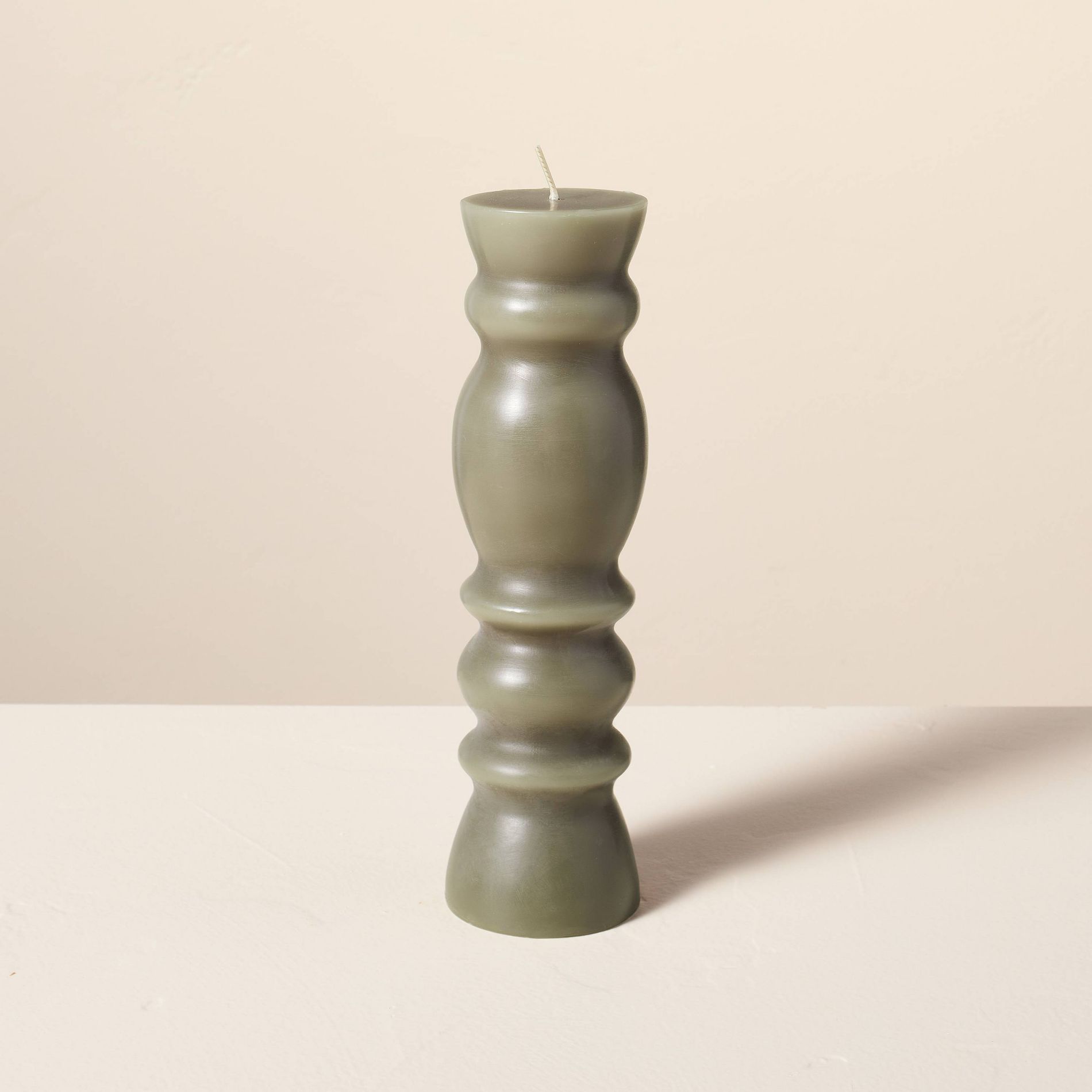 9"x2.5" Spindle Sculpted Candle Green - Hearth & Hand™ with Magnolia