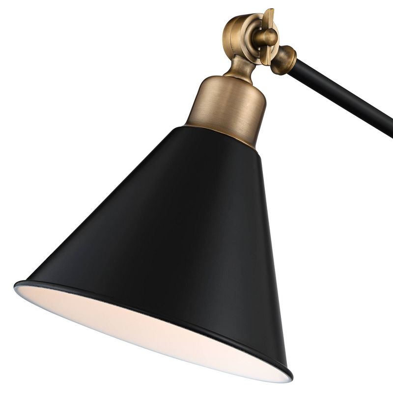 360 Lighting Modern Industrial Desk Table Lamp with USB Charging Port Adjustable 26.75" High Black Antique Brass for Bedroom Bedside Office, 3 of 10