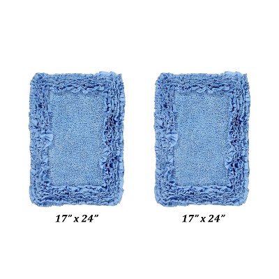 Shaggy Border Collection 2-Piece Bath Rug Set 100% Cotton Tufted Weave Ruffle Border Pattern Bathroom Rug for Machine Washable Bathmat