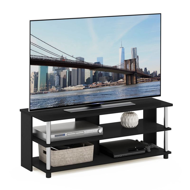 Furinno Sully 3-Tier TV Stand for TV up to 48, Americano, Stainless Steel Tubes, 2 of 5