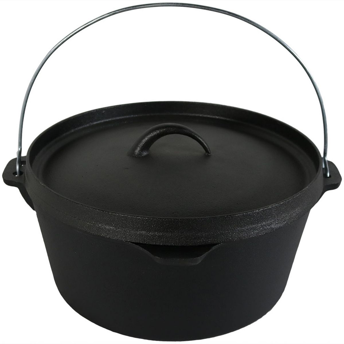 Sunnydaze Indoor/Outdoor Large Pre-Seasoned Cast Iron Dutch Oven Pot with Lid and Handle - 8 qt - Black