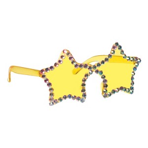 Underwraps Rhinestone Bling Superstar Glasses Costume Accessory - Yellow - 1 of 1