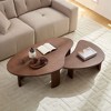 Sapphtopaz 2PCS Modern Coffee Table Set with Embossed Legs Irregular Dining Table with Wood Veneer Nesting Coffee Table Set of 2 for Living Room - 3 of 4
