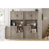 Pantry Cabinet with 2 Drawers and Open Shelves, Tall Freestanding Kitchen Pantry Cabinet with Microwave Shelf - 4 of 4