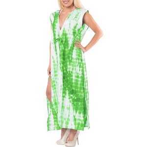LA LEELA Women's Summer Vacation Holiday Wear Beach Open Front Slouchy Duster Beachwear Cardigans - 1 of 4
