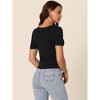 Seta T Women's Summer Casual V Neck Ribbed Knit Twisted Front Pullover T-Shirt - 4 of 4