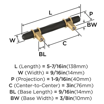 Amerock 3" Black Bronze and Champagne Bronze Bar Pull