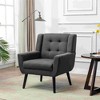 CAVINAS Linen/Velvet/Teddy/Leather Upholstered Accent Chair with Black Legs,Modern Upholstered Armchair with Wood Frame for Living Room - 2 of 4