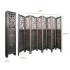 MAYEERTY Freestanding Room Dividers, 6FT Carved Wood Folding Privacy Screens, Rustic Brown - 4 of 4