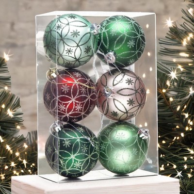 6-Piece Multicolor Shatterproof Plastic Holiday Ornament Set