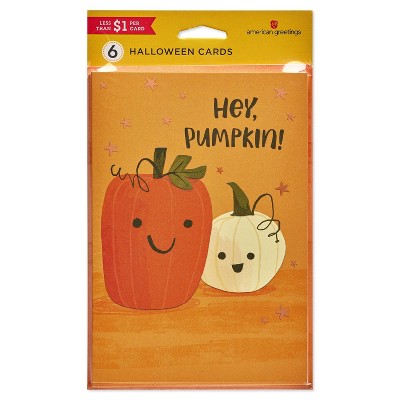 6ct Halloween Cards Cellos Cute Pumpkins