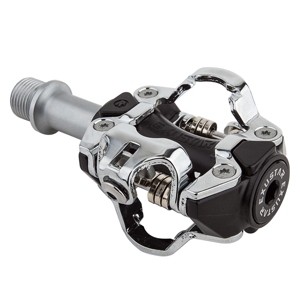 Exustar PM211 Dual Sided Clipless MTB Pedals SPD 9/16" Chromoly Axle Blk/Silver - 1 of 1