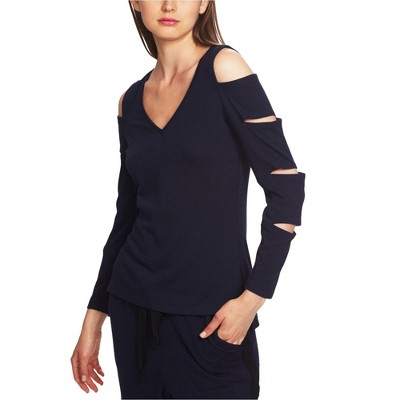 1.STATE Womens Slash Sleeve Cold Shoulder Blouse
